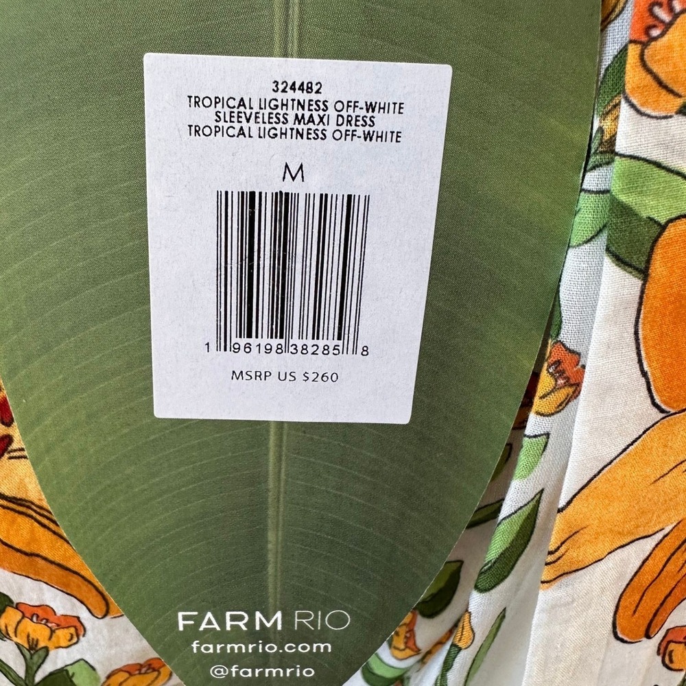 Farm Rio NWT SZ MED Trophical lightness off white Maxi Dress Floral Print Flowy - Picture 11 of 16